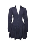 Xabrina Navy Blue Pinstripe Long Sleeve Dress