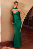 FITTED SATIN TWO PIECE GOWN