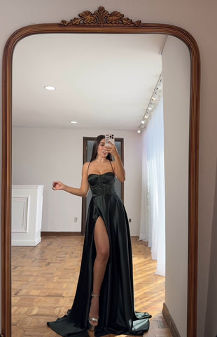 A LINE SATIN BUSTIER MAXI DRESS – SHOP DDMINE
