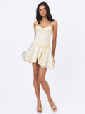 Yvonne Ivory Satin Asymmetrical Ruched Mini Dress