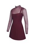 Natasha Burgundy Faux Two-Piece Turtleneck Mini Dress