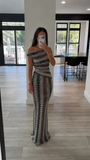 One-Shoulder Zigzag Knit Maxi Dress