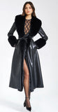 MANTEAU EN CUIR VÉGAN NOIR AVEC BORDURE EN FAUSSE FOURRURE ZAIDA 