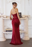 Sculpted strapless satin gown