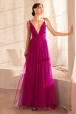 A LINE TULLE V NECK DRESS