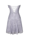 Yalena Lavender Crystal Organza Strapless Mini Dress