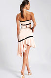 YAVI HAUT EN SATIN BEIGE AVEC BORDURE EN DENTELLE 