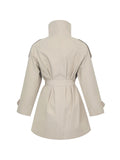 Vanetta Tan High Collar Double-Breasted Trench Mini Coat