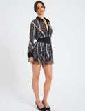 RACHELLE BLACK EMBROIDERED MINI SHIRT DRESS