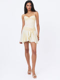 Yvonne Ivory Satin Asymmetrical Ruched Mini Dress