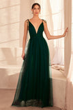 A LINE TULLE V NECK DRESS