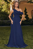 ONE SHOULDER CHIFFON DRESS