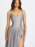 Palmer Silver Glitter Drop Waist Maxi Dress