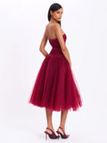MABEL DROP WAIST LAYERED MIDI PUFFY DRESS