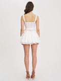 Aliza Lace Trim Layered Cotton Mini Full Skirt