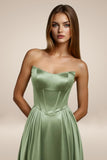 STRAPLESS SATIN A LINE GOWN