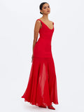 Verona Crimson Scoop Neck Flared Maxi Dress