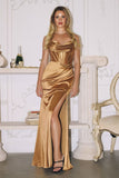 STRETCH SATIN CORSET GOWN
