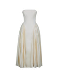 Marnie Butter Yellow Pleated Satin Midi Dress