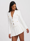 Oaklyn White Pleated Mini Skort