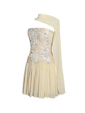 Quanisha Yellow Chiffon Dress With Scarf