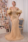 SEQUIN REMOVABLE SLEEVE GOWN