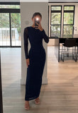 LONG SLEEVE GLITTERY MAXI DRESS