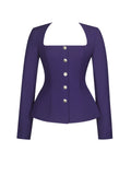 Skyla Indigo Square Neckline Peplum Blazer