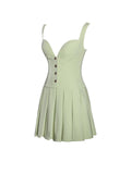 TALA PISTACHIO SLEEVELESS PLEAT MINI DRESS