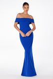 OFF SHOULDER BACK SLIT GOWN