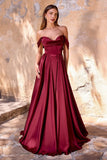 OFF SHOULDER SATIN COWL NECK GOWN