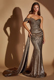 METALLIC FITTED GOWN