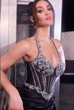 HALTER SEQUIN CORSET GOWN