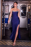 STRAPLESS NECKLINE CRYSTAL GOWN