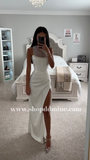 ROBE EN SATIN À MAILLE DE CRISTAL BLANC ÉCARLATE
