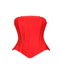 HAUT CORSET À BORDURE EN DENTELLE ROUGE YAMILA