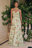 A LINE FLORAL SCARF GOWN