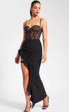 ROBE LONGUE CORSET EN DENTELLE NOIRE JULIA