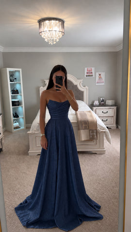 GLITTER STRAPLESS BALL GOWN