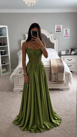 SATIN & LACE A-LINE DRESS - PREORDER
