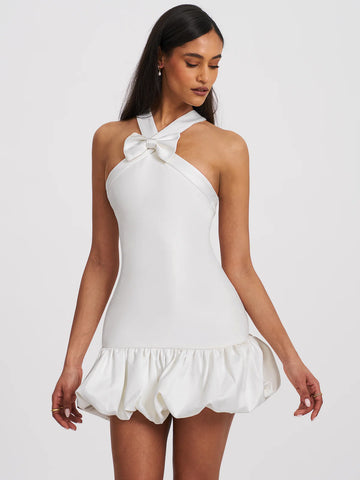 BARBRA WHITE CROSS STRAPS BODYCON MINI DRESS
