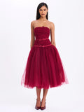 MABEL DROP WAIST LAYERED MIDI PUFFY DRESS