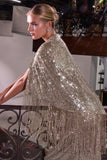SEQUIN GOWN WITH REMOVABLE CAPE - PREORDER