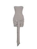 Tommie Ivory & Burgundy Lyocell Jersey Tie Strap Mini Dress