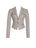 OAKLEY Brown plaid preppy style blazer jacket