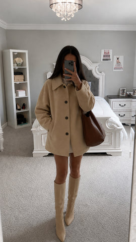 Oversized Lapel Collar Button-Down Coat