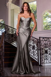 STRAPLESS FITTED SATIN MERMAID GOWN - PREORDER