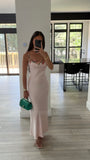 FLOWER CHEST SATIN DRESS