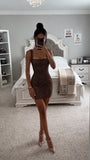 Backless Rhinestone Embellished Bodycon Mini Dress