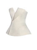 Yani Ivory Asymmetrical Lapel Sleeveless Top